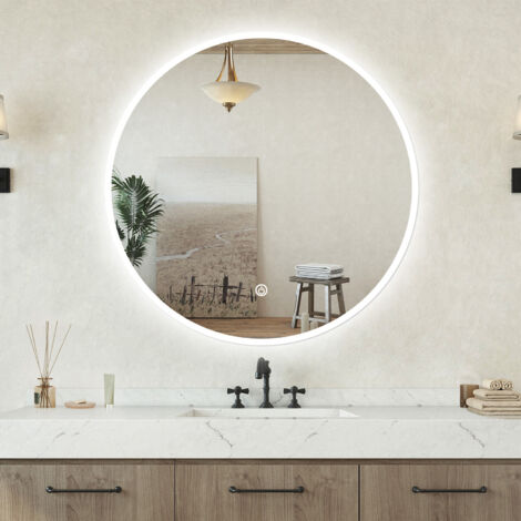 Specchio da bagno Tondo 50 x 50 cm Retroilluminato Con Led, Antiappannamento