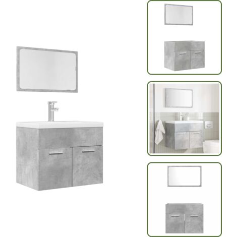 Specchio da bagno - vidaXL Set Mobili da Bagno 2 pz Grigio Cemento in Legno Multistrato - Armadio da bagno