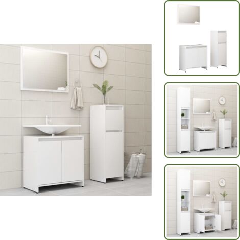 Specchio da bagno - vidaXL Set Mobili da Bagno 3 pz Bianco in Truciolato - Mobile da bagno