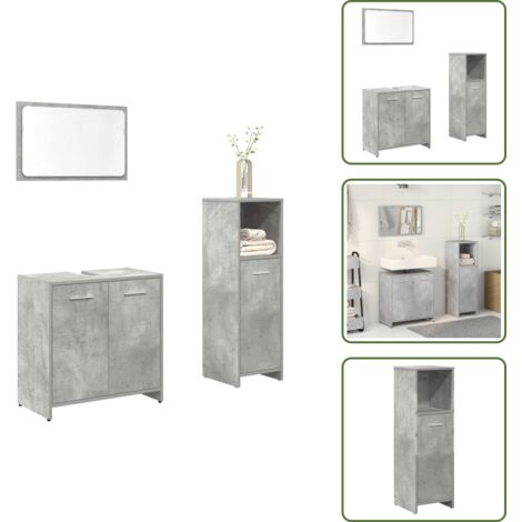 Specchio da bagno - vidaXL Set Mobili da Bagno 3 pz Grigio Cemento in Legno Multistrato - Truciolato