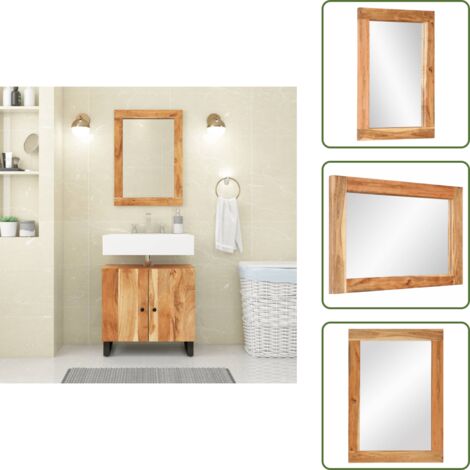 Specchio da bagno - vidaXL Specchio 70x50 cm in Legno Massello di Acacia e Vetro - Specchio da camera da letto