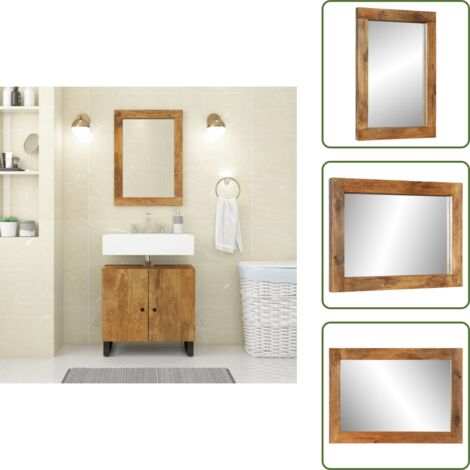 Specchio da bagno - vidaXL Specchio 70x50 cm in Legno Massello di Mango e Vetro - Specchio da camera da letto