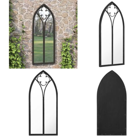 Specchio da Giardino Nero 100x45 cm in Ferro per Uso Esterno - Specchio in ferro - Specchio esterno