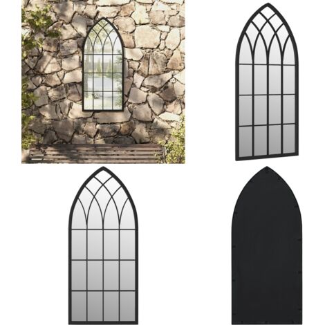 Specchio da Giardino Nero 100x45 cm in Ferro per Uso Esterno - Specchio in ferro - Specchio esterno