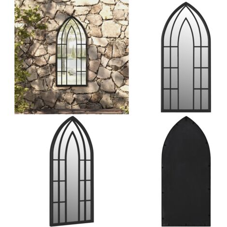Specchio da Giardino Nero 100x45 cm in Ferro per Uso Esterno - Specchio in ferro - Specchio esterno