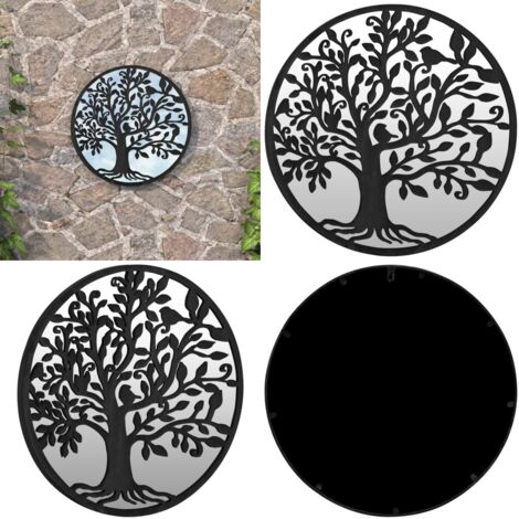 Specchio da Giardino Nero 40x2,5 cm in Ferro Rotondo da Esterno - Specchio in ferro - Specchio da esterno