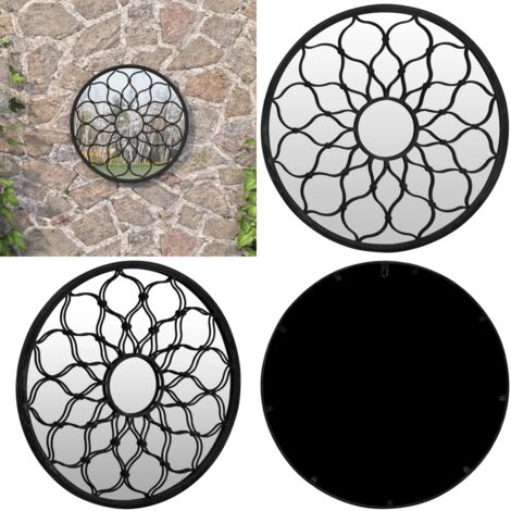 Specchio da Giardino Nero 60x3 cm in Ferro Rotondo da Esterno - Specchio da esterno - Specchio in ferro