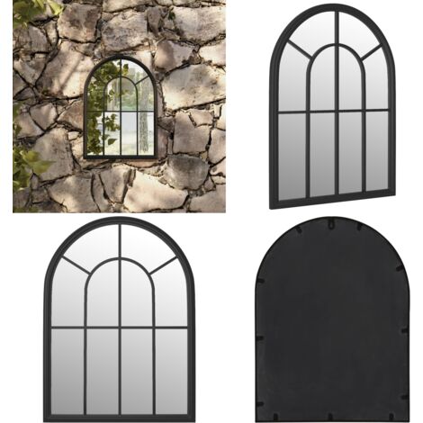 Specchio da Giardino Nero 60x45 cm in Ferro per Uso Esterno - Specchio in ferro - Specchio esterno