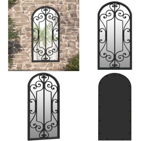 Specchio da Giardino Nero 70x30 cm in Ferro per Uso Esterno - Specchio in ferro - Specchio esterno