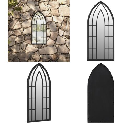 Specchio da Giardino Nero 70x30 cm in Ferro per Uso Esterno - Specchio in ferro - Specchio esterno