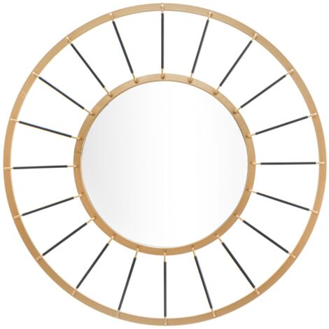 Specchio da Muro Glam Dark Ø81x6,5 Misura Specchio Ø41,5 cm in Ferro Oro e Nero