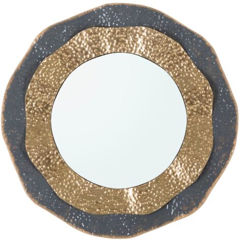 Specchio da Muro Shai Dark Ø65,5x5 cm in Ferro e MDF Multicolor