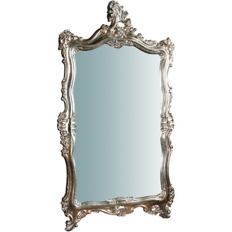 Specchio da parete 118x66x7 cm Specchio da parete rettangolare in argento anticato Specchio barocco in legno Specchio a muro