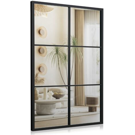 Specchio da parete 3 strati con cornice in metallo, Specchio decorativo d'accento per sala da pranzo soggiorno ingresso Nero