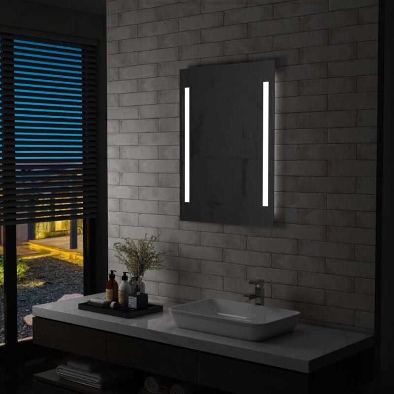 Specchio da Parete a led per Bagno 60x80 cm Vidaxl Argento