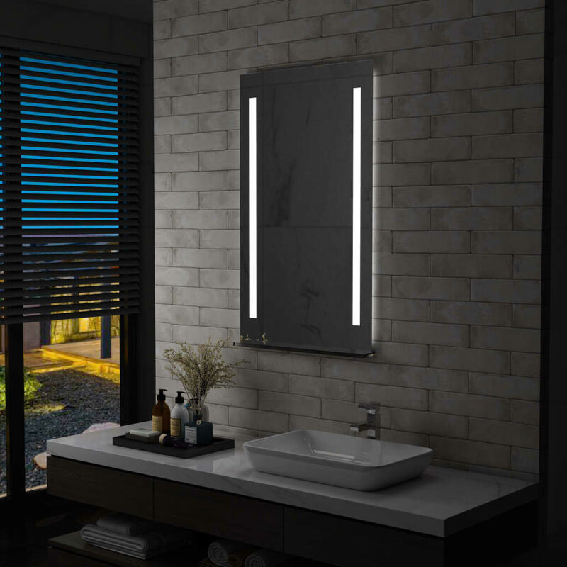 Specchio da Parete a led per Bagno con Ripiano 60x100 cm Vidaxl 15058