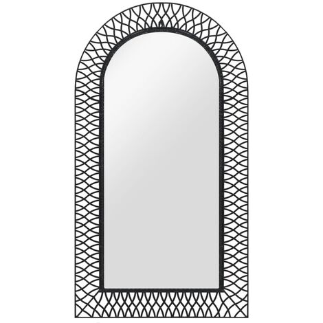 vidaXL Specchio da Parete ad Arco 60x110cm/50x80cm Nero Cornice Metallo