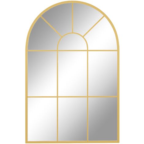 Specchio da Parete ad Arco 91x2x60 cm Stile Moderno in Vetro e Metallo Oro