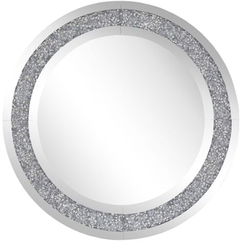 Specchio da Parete Argentato ø70 cm con Cornice Decorativa Accessorio Casa Erbray