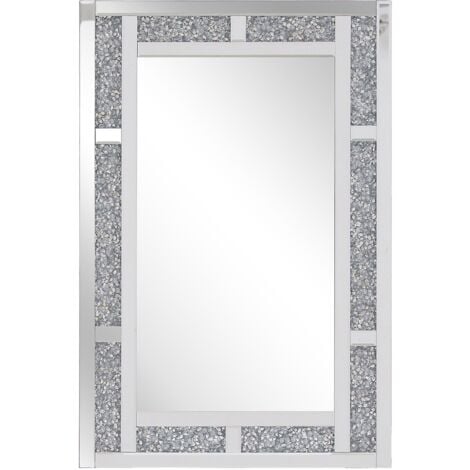 Specchio da Parete Argentato Rettangolare Accessorio Moderno 60x90 cm Avrille