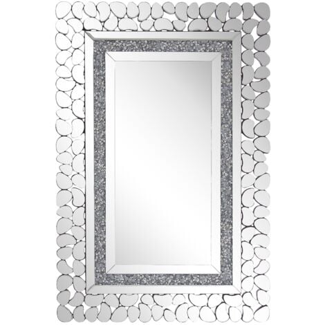 Specchio da Parete Argentato Rettangolare Accessorio Moderno 60x90 cm Pabu