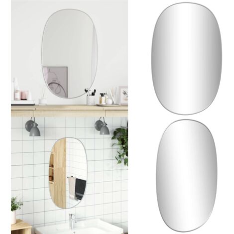 Specchio da Parete Argento 70x45 cm - Specchio argento - Specchio da trucco