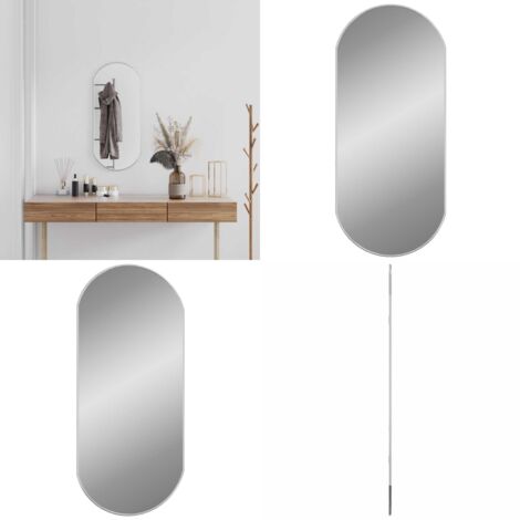 Specchio da Parete Argento 80x35 cm Ovale - Specchio argento - Specchio da trucco