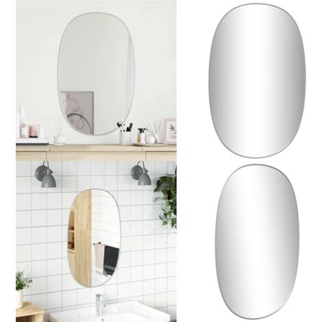 Specchio da Parete Argento 80x50 cm - Specchio da trucco - Specchio in vetro