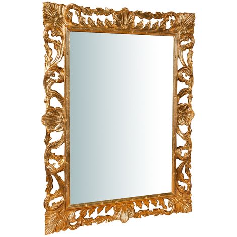 Specchio da parete barocco 90x70x4 cm Originale specchio vintage da parete con cornice lavorata Made in Italy