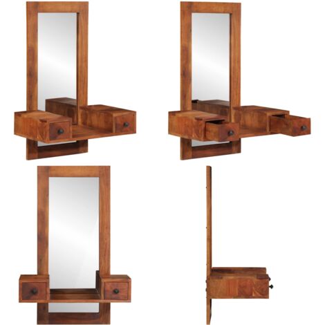 Specchio da Parete c/ Cassetti 60x33x90cm Legno Massello Acacia - Specchio con cassetti - Specchio in vetro