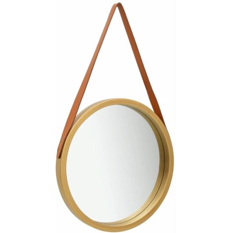 Specchio da Parete con Cinghia specchio da Bagno Retrò 50 cm vari colori colore : Oro e Marrone