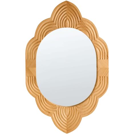 Specchio da parete con cornice in legno Stile tradizionale 62 x 101 cm Marrone chiaro Fresville