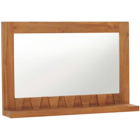 Specchio da Parete con Mensola 100x12x60 cm in Massello di Teak vidaXL - Marrone