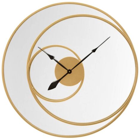 Specchio da parete con orologio color oro per bagni e camere da letto