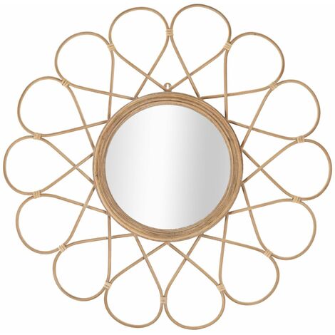 Specchio da parete cornice decorata in rattan per salotti e camere da letto