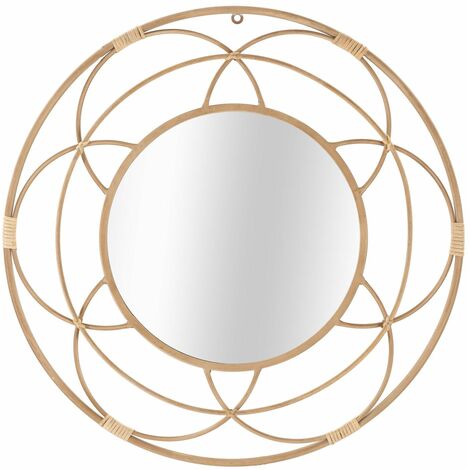 Specchio da parete cornice in rattan per salotti e camere da letto