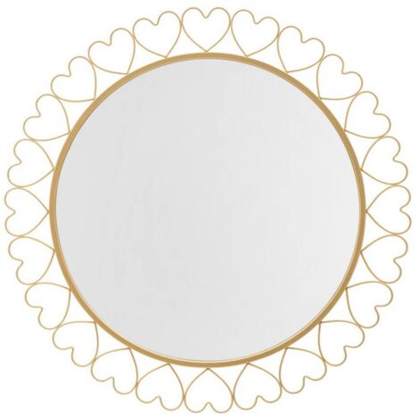 Specchio da parete cuori in ferro color oro per bagni e camere da letto
