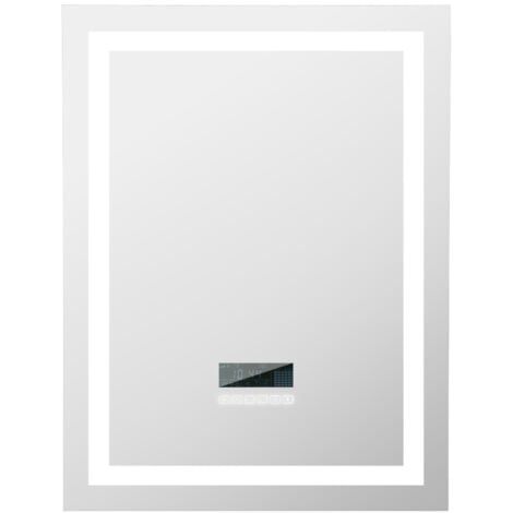 Specchio da Parete da Bagno 60x80cm , con Due Altoparlanti Bluetooth, Controllo Tattile Illuminato Dimmerabile