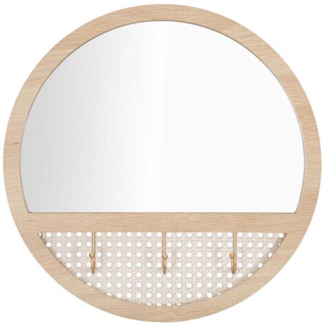Specchio da parete decorato con 3 appendiabiti per bagni e camere da letto