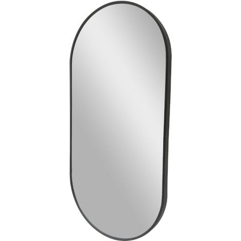 Specchio da parete ellittico 40 x 80 cm nero 030007899