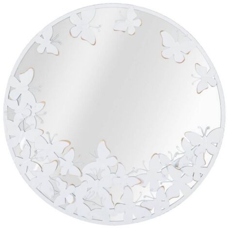 Specchio da parete farfalle in ferro color bianco per bagni e camere da letto