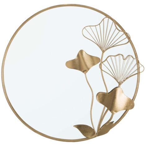 Specchio da parete fiori decorativi in ferro color oro per bagni e camere da letto