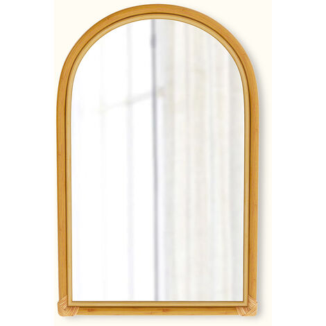 Specchio da Parete in Rattan ad Arco - Boho Bali - Aulia Naturale - Vetro, Vimini - Naturale