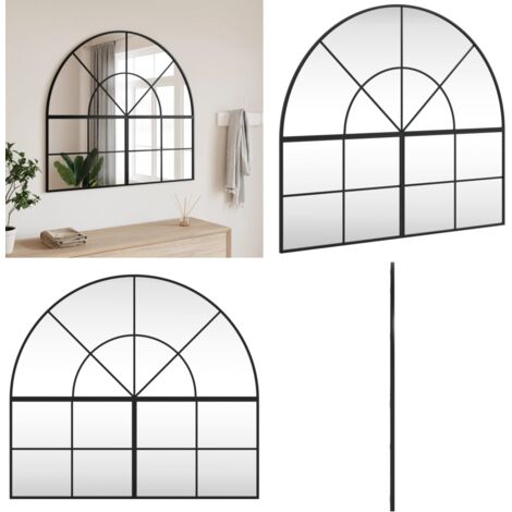 Specchio da Parete Nero 100x90 cm Arco in Ferro - Specchio in vetro - Specchio a muro