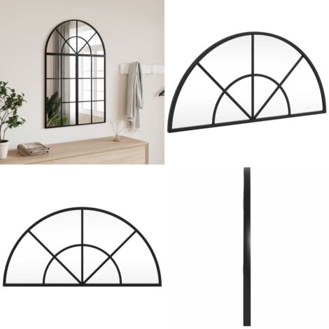 Specchio da Parete Nero 60x30 cm Arco in Ferro - Specchio in vetro - Specchio a muro