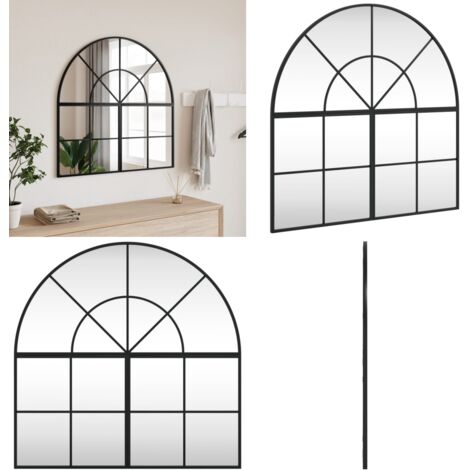 Specchio da Parete Nero 80x80 cm Arco in Ferro - Specchio a muro - Specchio in vetro