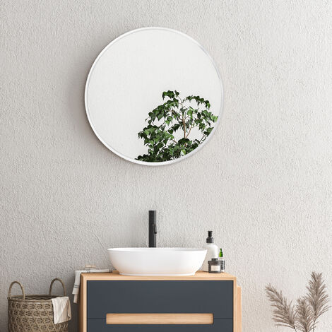 Specchio da Parete Ordona Rotondo Ø 60 cm Bianco opaco [en.casa]