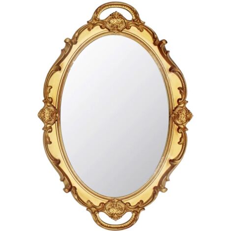 Specchio da parete ovale decorativo vintage 37 x 25 cm (oro)