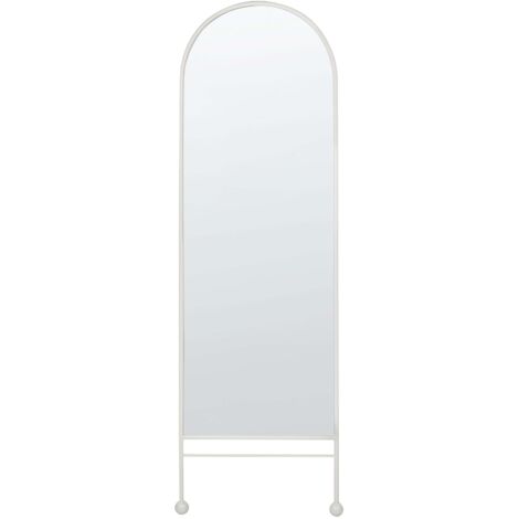 Specchio da parete ovale moderno con cornice in ferro e metallo, decorazione per il soggiorno 45 x 145 cm Bianco Jarnages