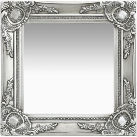 Specchio da parete quadrato in stile barocco 40x40 cm Argento DEC022848